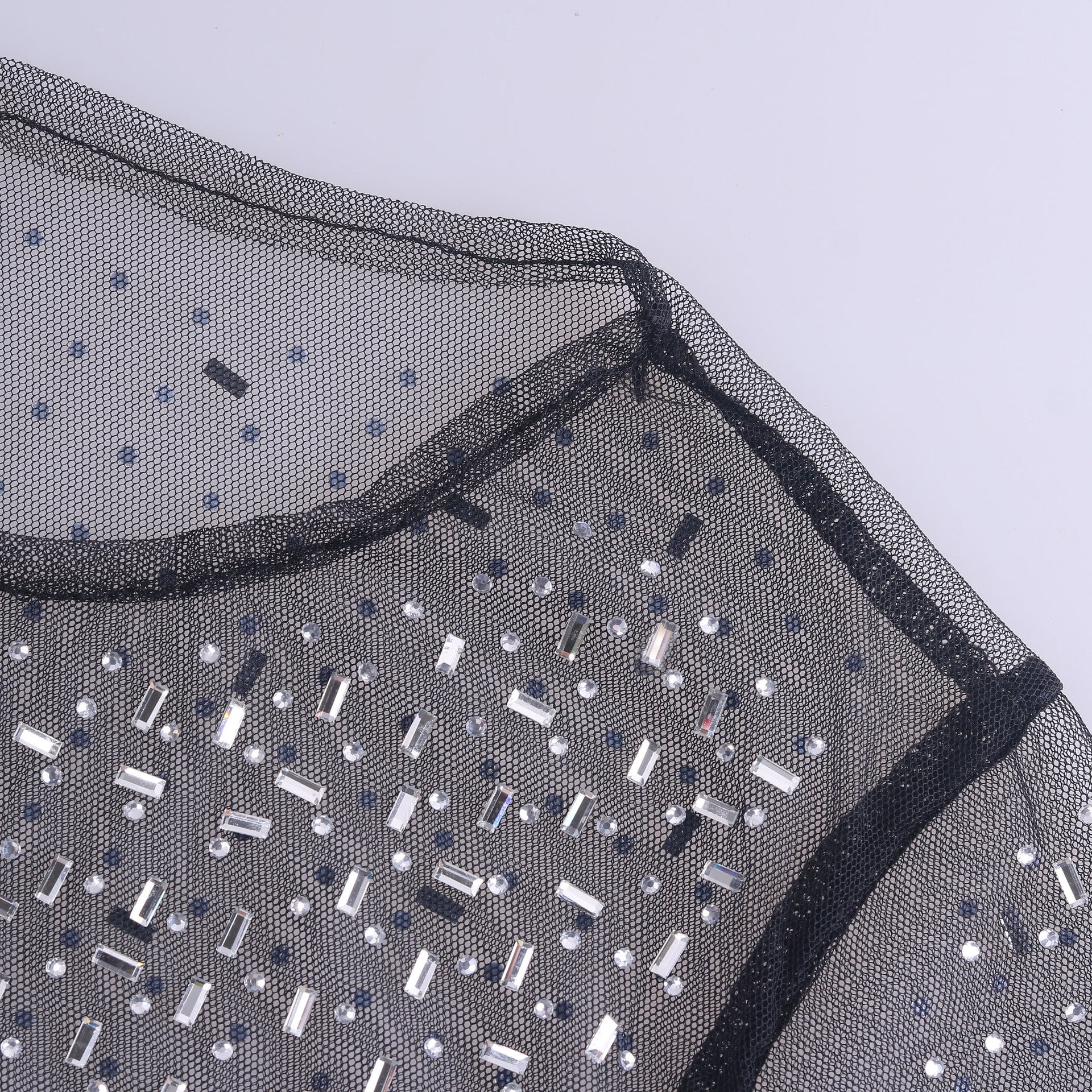 sexy rhinestone see through mesh long sleeve nightclub dress 15