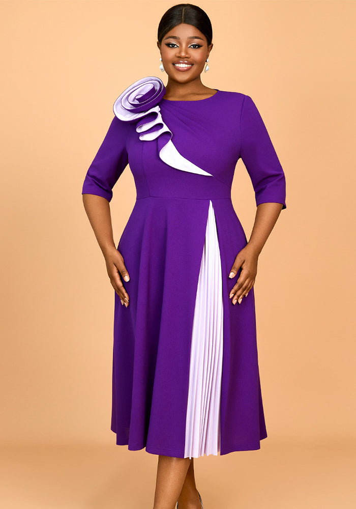 Summer Color Block Floral A-Line Cocktail Slim Waist Plus Size Party Dress