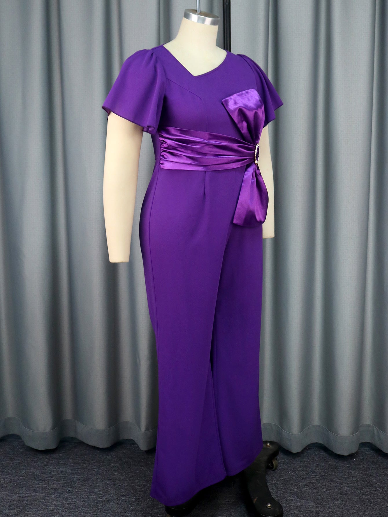 Elegant Irregular Neck Bow Formal Party Jumpsuit 5