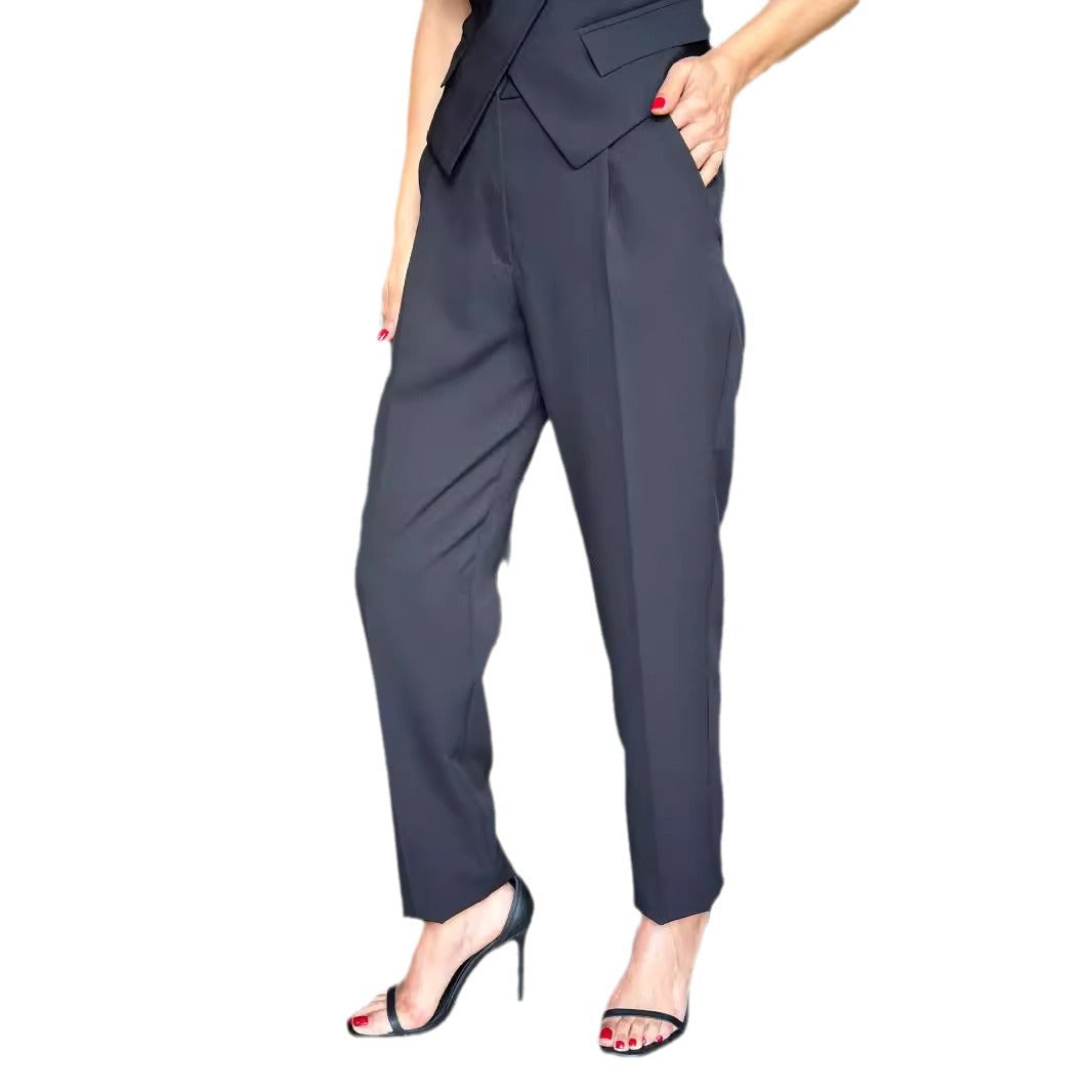 Women Casual Pocket Sleeveless Top And Pants Two-piece Set 7