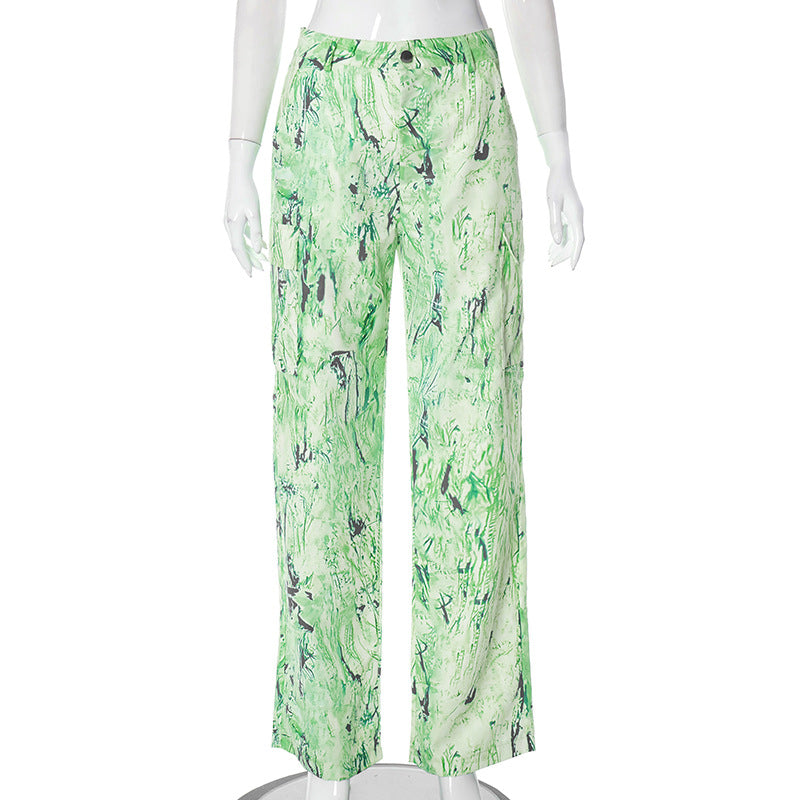 Women's Autumn And Winter Fashion Street Print Multi-Pocket Cargo Pants Casual Trousers 9