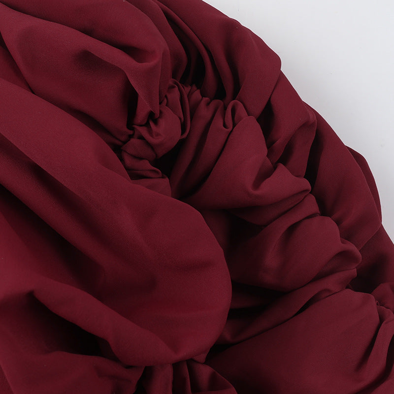 Women Elegant flower bud backless long sleeve dress 19