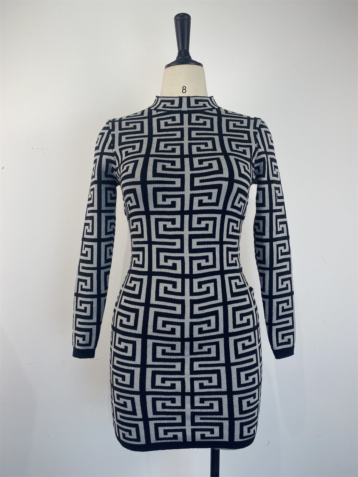 Womens Long Sleeve Printed Bodycon Dress 9