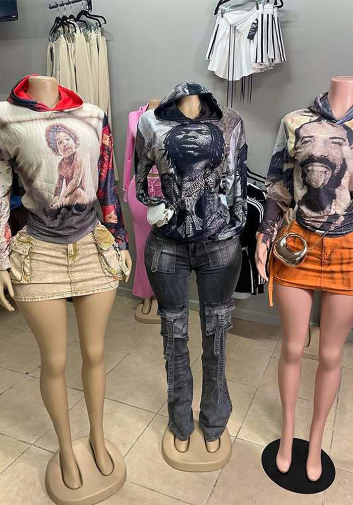 Women Hooded Print Casual Hoodies