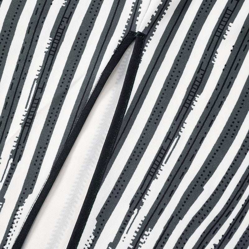 Women's Spring Casual Striped Print Long Sleeve Round Neck Dress 16