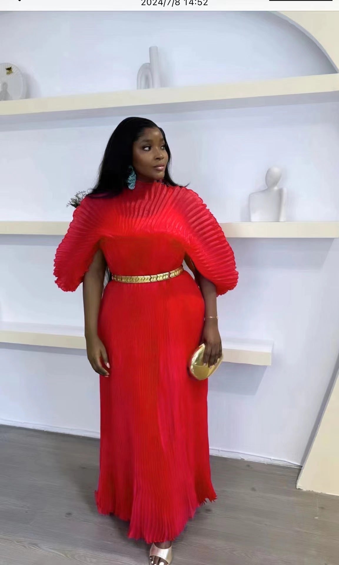 Plus Size Women pleated elegant dress