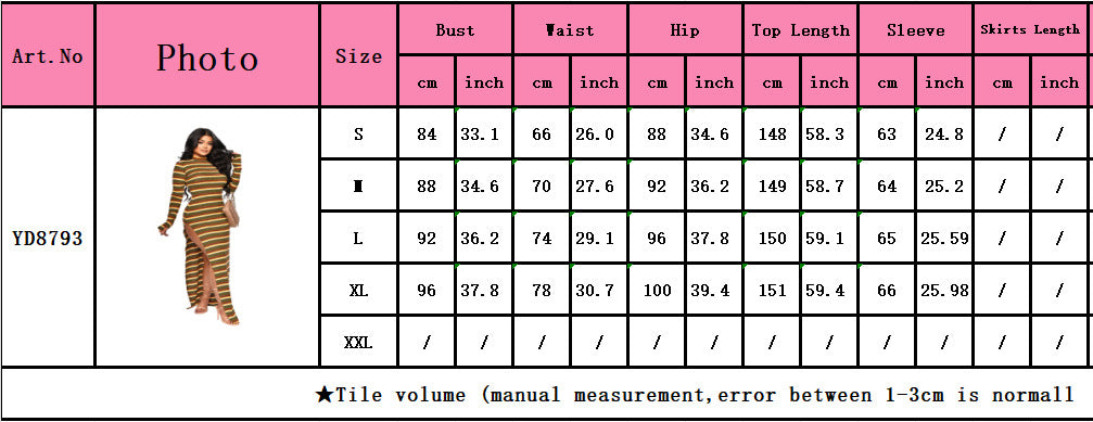 Women's Sexy Slit Ribbed Striped Dress 7