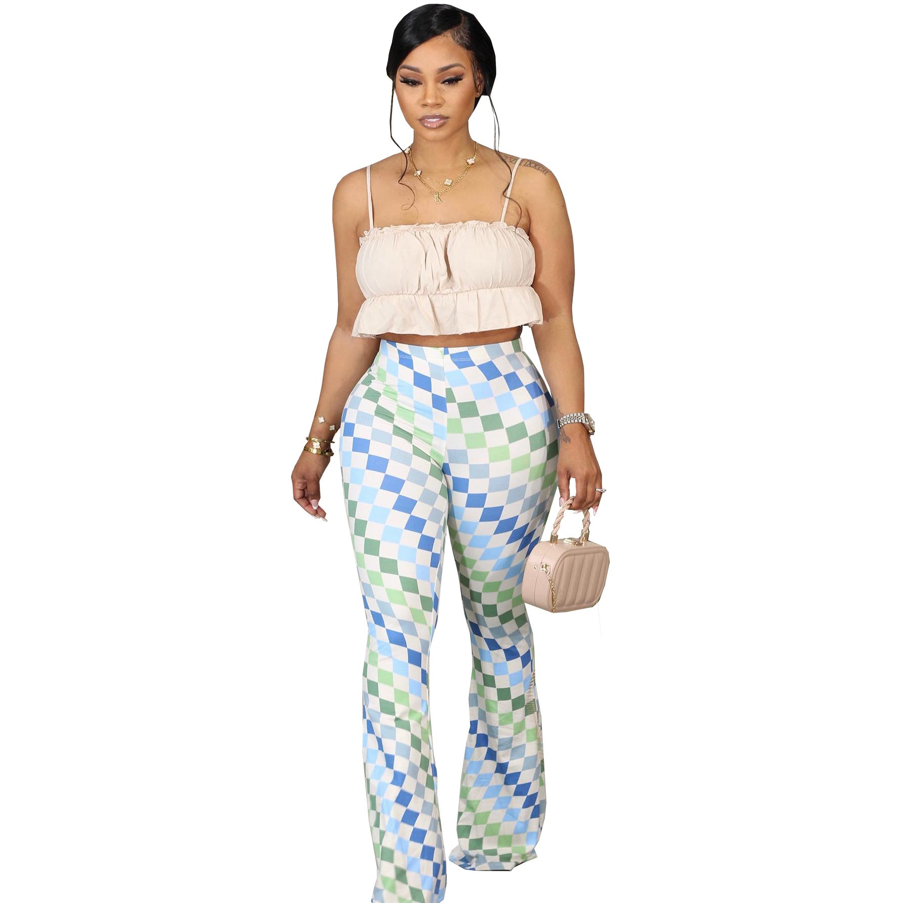 Summer Women's Bodycon Floral Sexy Bell Bottom Pants 8