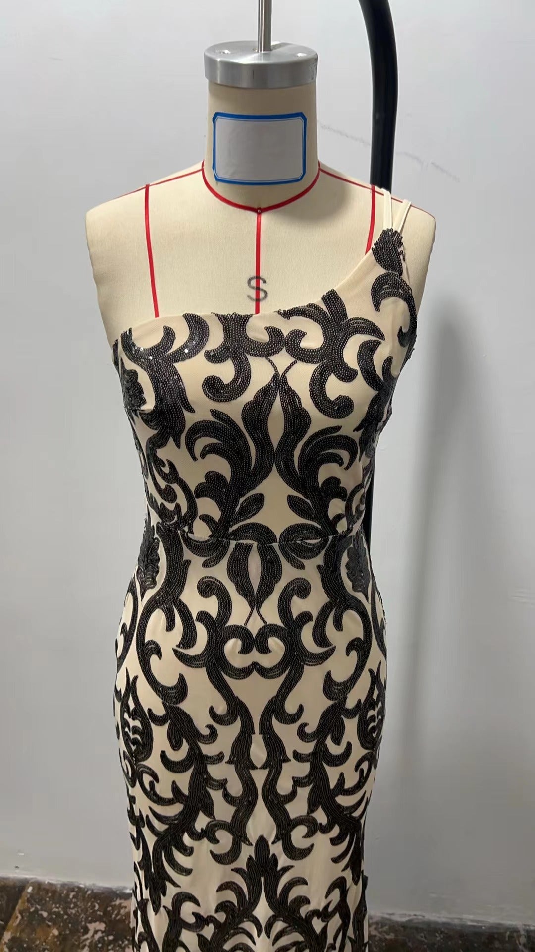 Women chic sequin sexy slash shoulder formal party evening dress 9