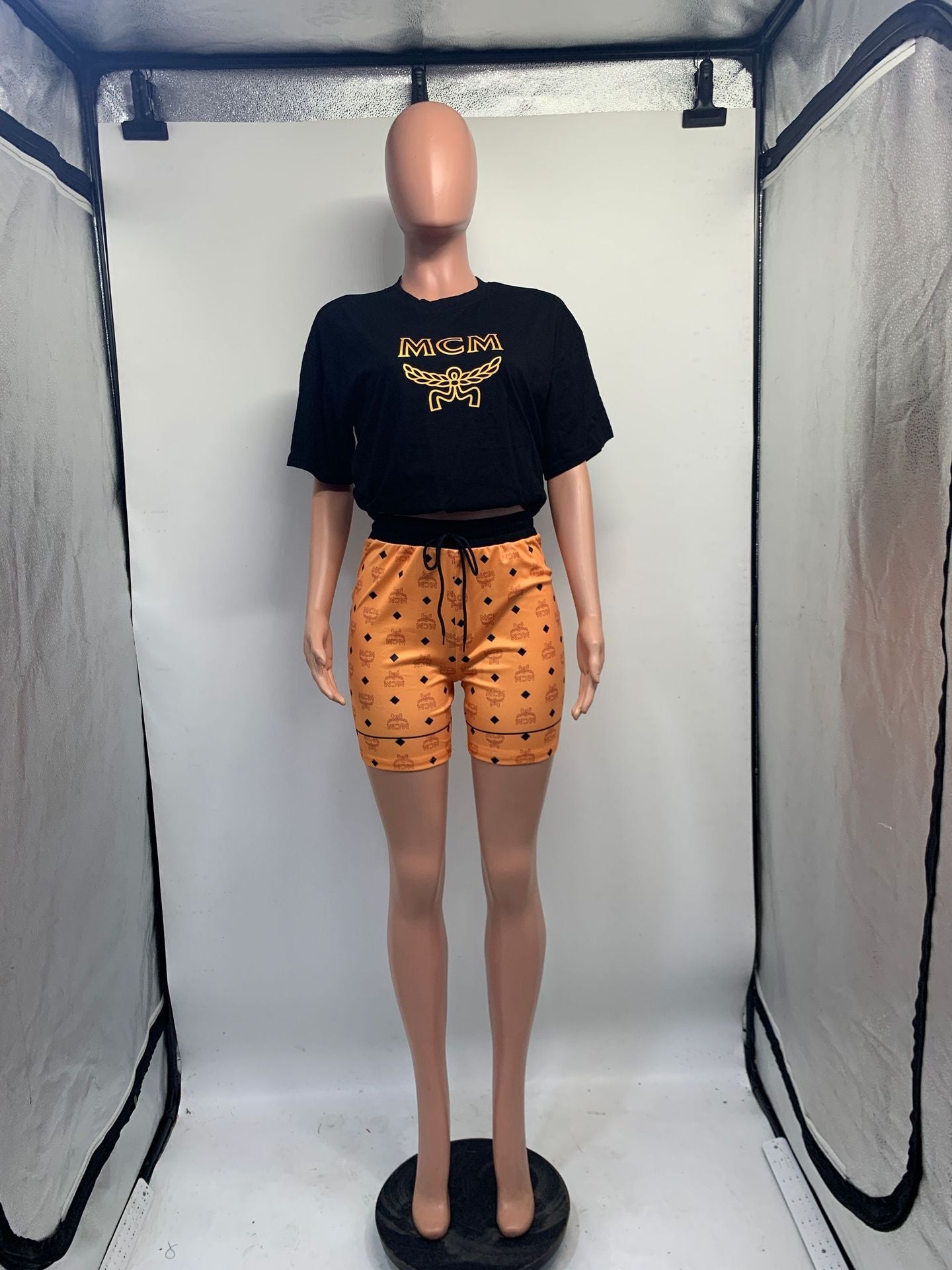 Women Printed Short Sleeve Top and Short Two-Piece Set 14