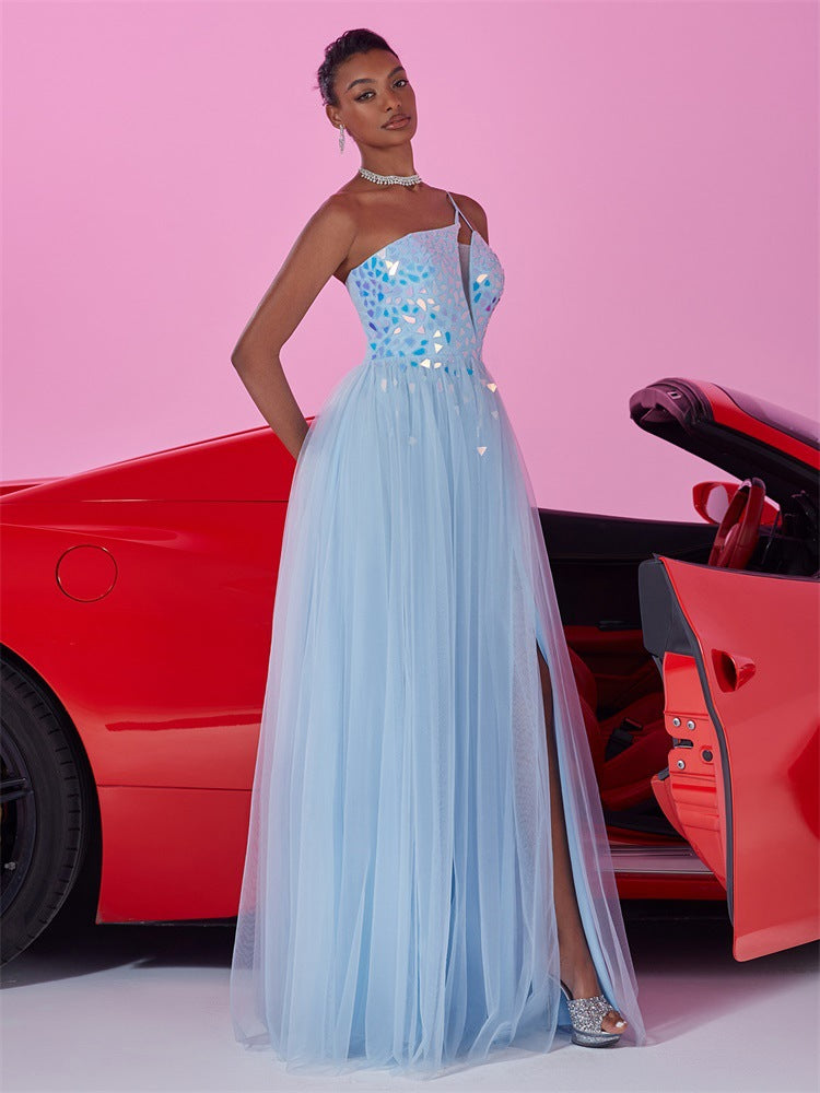 Women's Elegant Ond Shoulder Slim Long Formal Cocktail Evening Dress 4