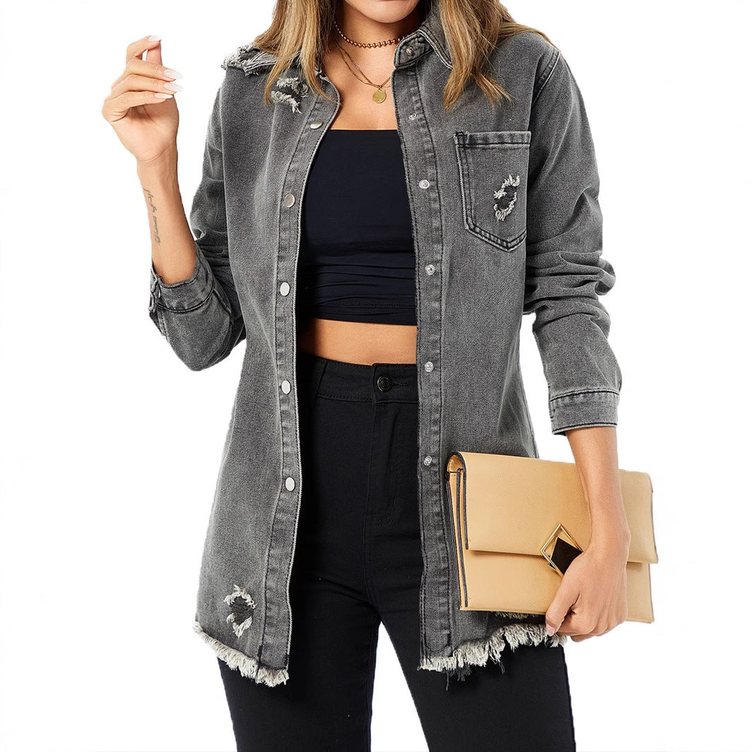 Women Casual Fall/Winter Long Sleeve Denim Jacket 6