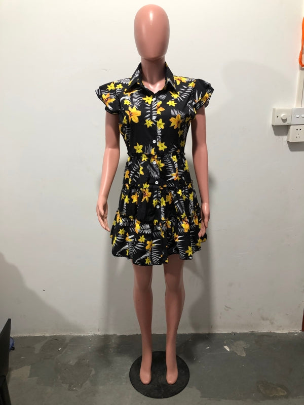 Women's Print Ruffle Edge Sleeveless Casual Dress 14