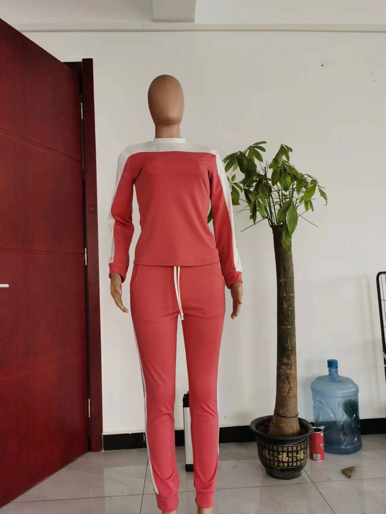 Women Sports Colorblock Long Sleeve Top and Pants Casual Two-piece Set 11