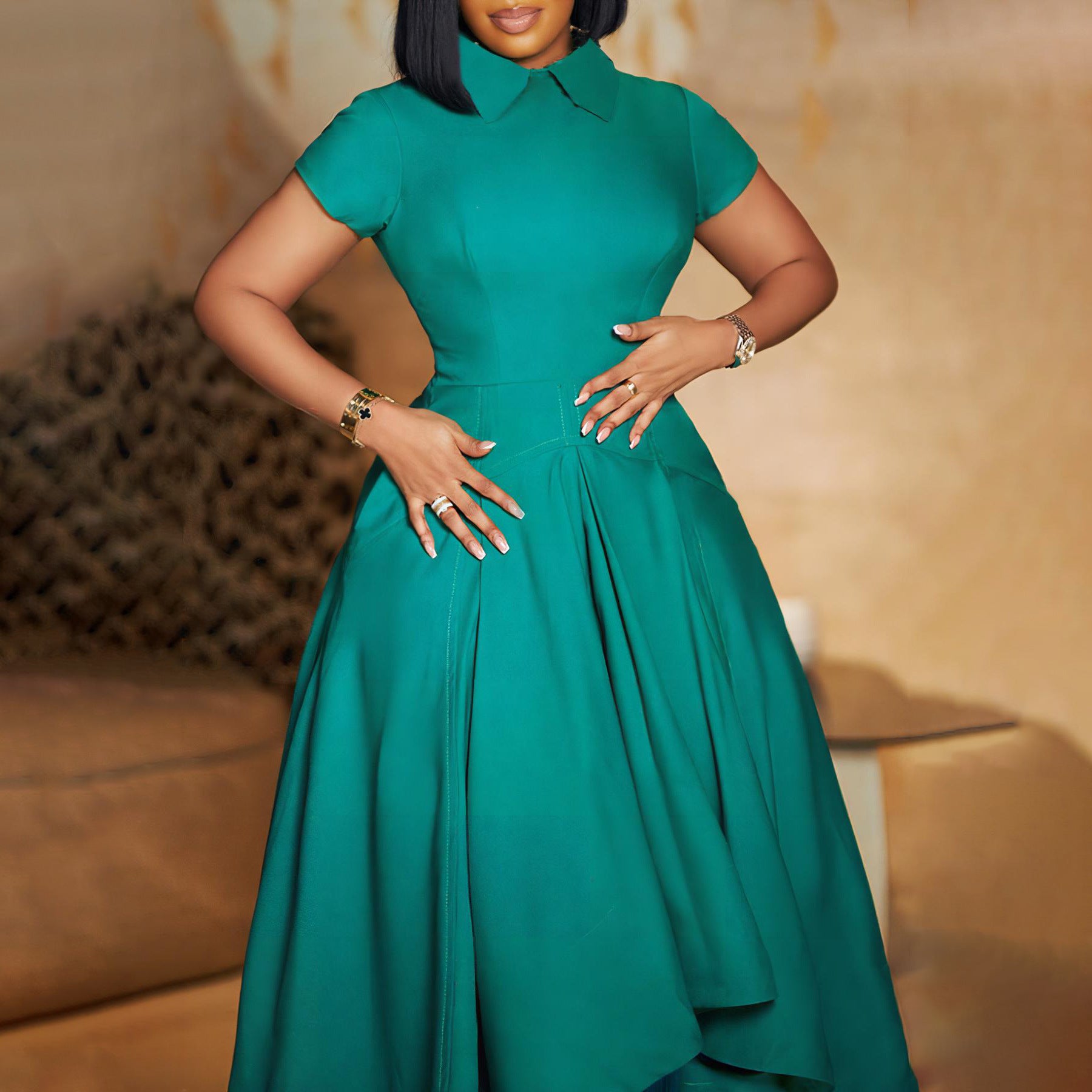 Women Summer Fashion Chic High Waist Formal Party A-Line Dress Elegant Evening African Dress 10