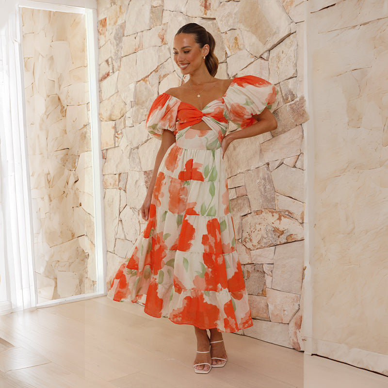 Women Printed Puff Sleeve Dress 27