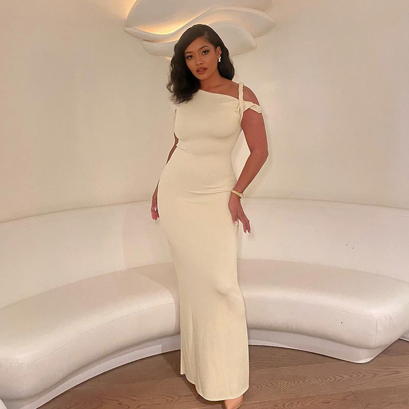 Women Summer Slash Shoulder Dress 23