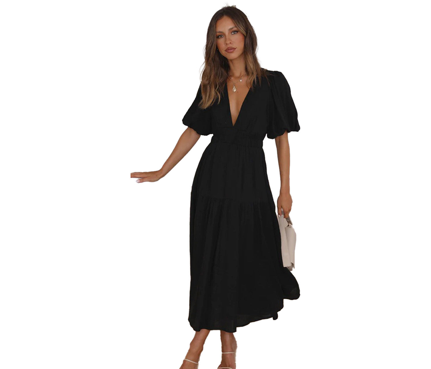 Women Casual Trendy Summer V Neck Dress 38