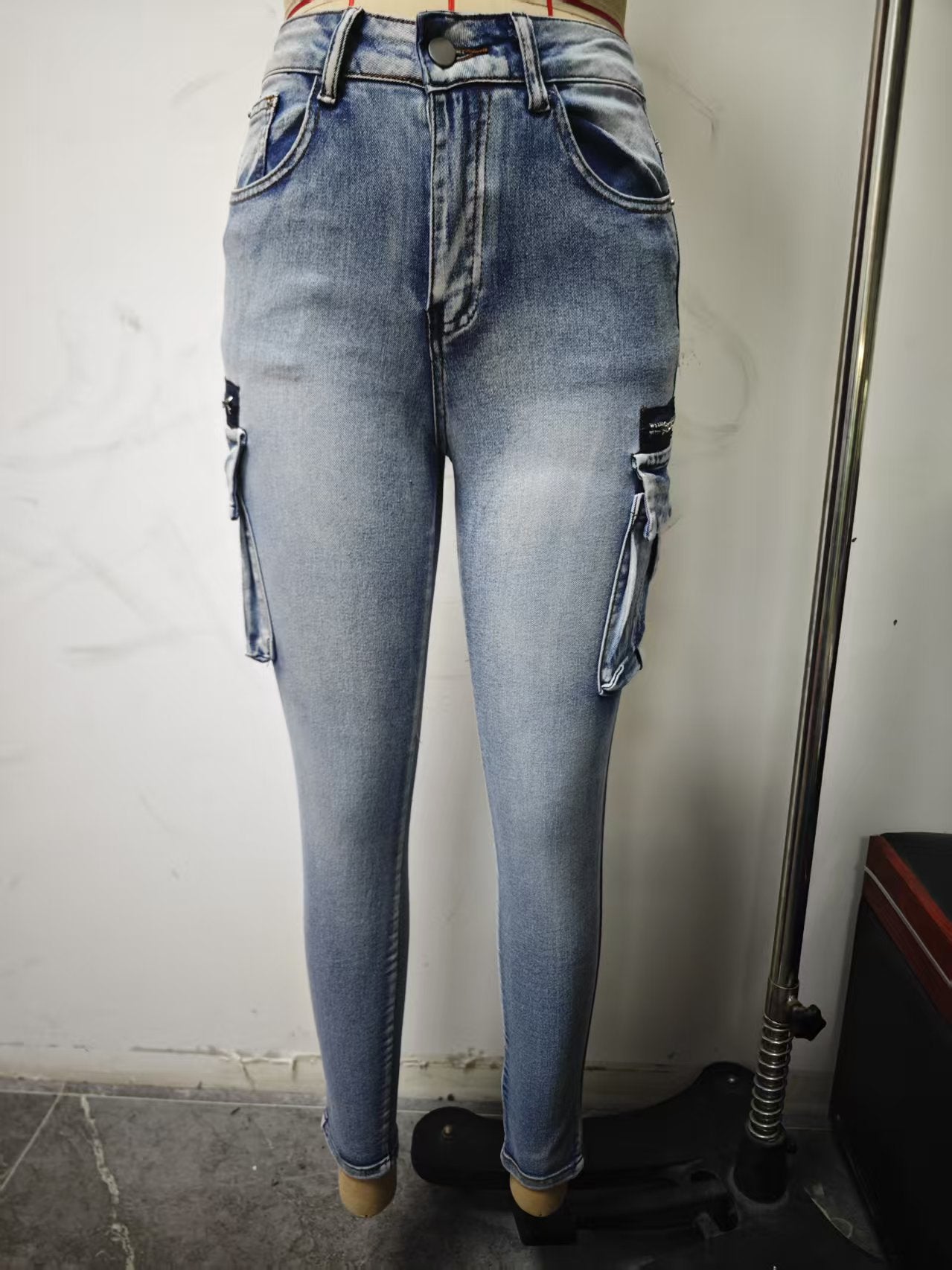 Women's Sexy Slim Fit Casual Cargo Denim Pants 6