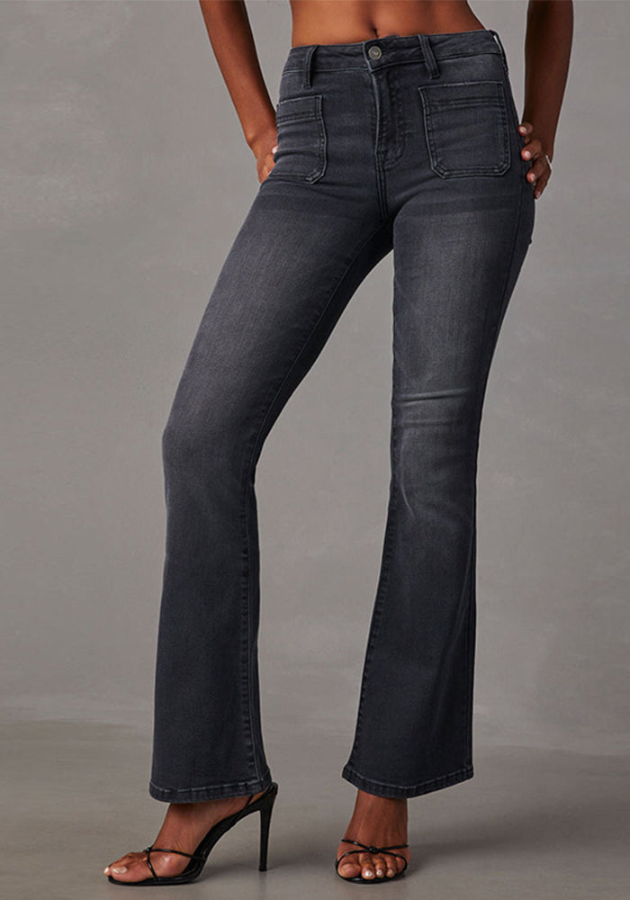 High Waist Slim Fit Stretch Micro Bell Bottom Women's Denim Pants
