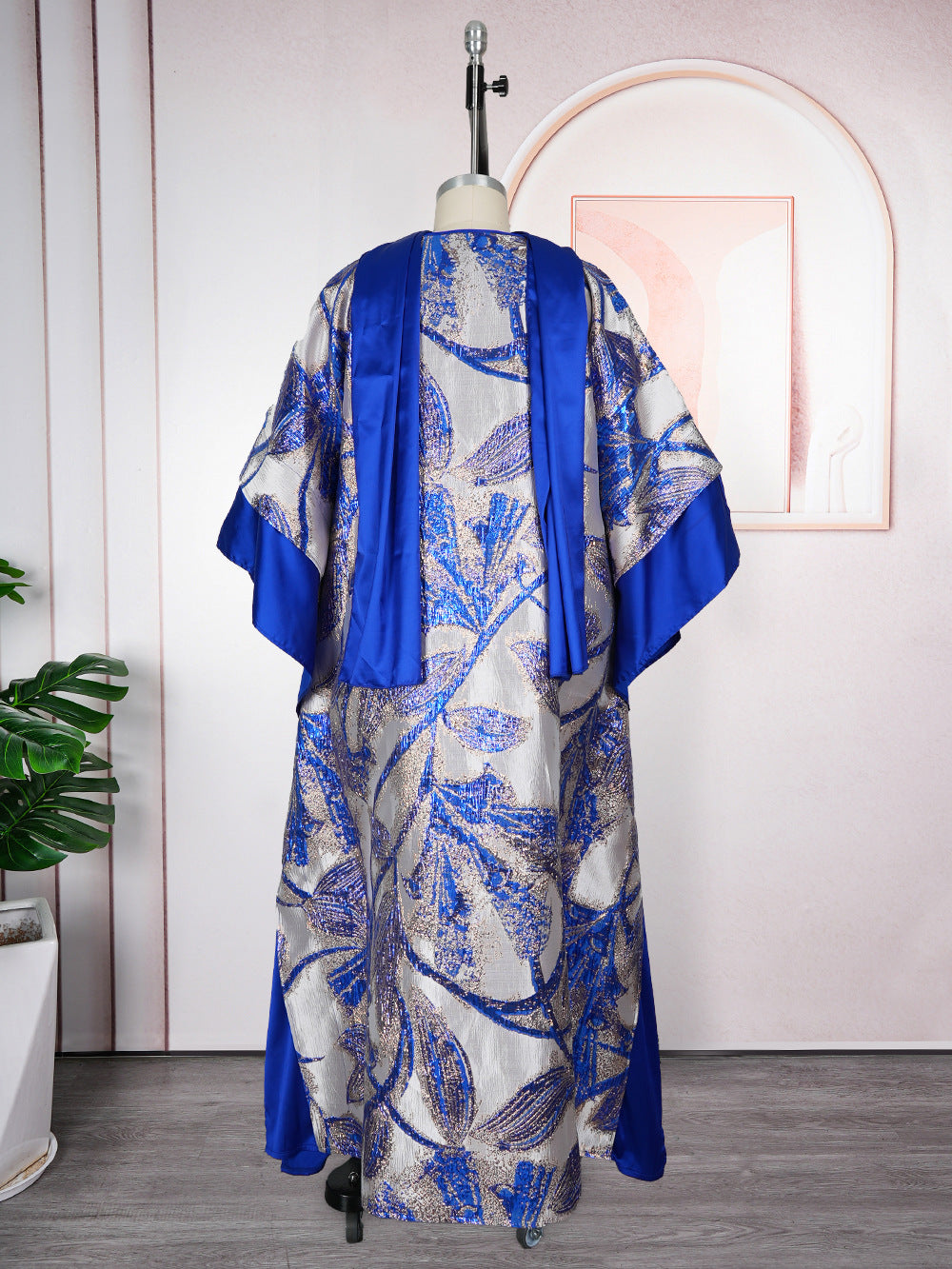 African Women's Plus Size Print Dress Jacquard Robe Headscarf 19