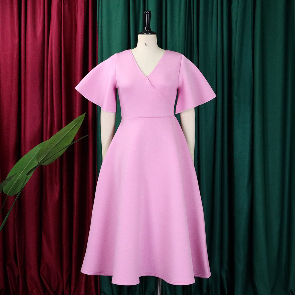 Women's Bell Bottom Sleeve V-Neck Chic Chic Oversized Gown Dress 21