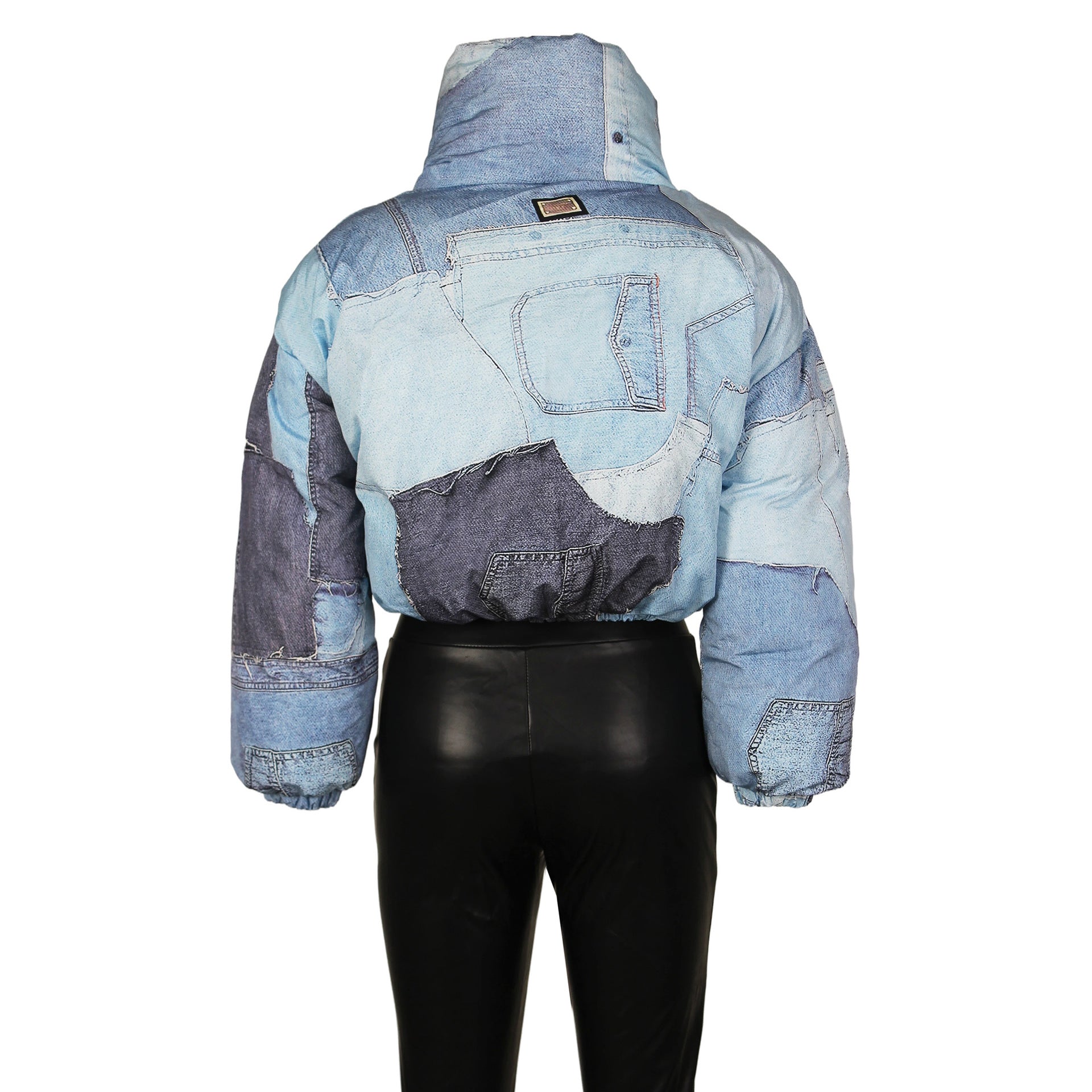 Fashion Women's Coat Denim Pattern Printed Cotton Padded Jackets 9