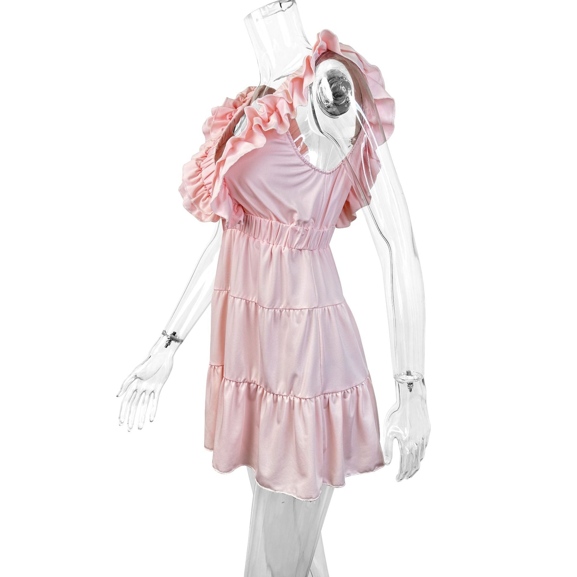 Women summer sexy sleeveless V-neck ruffle dress 6