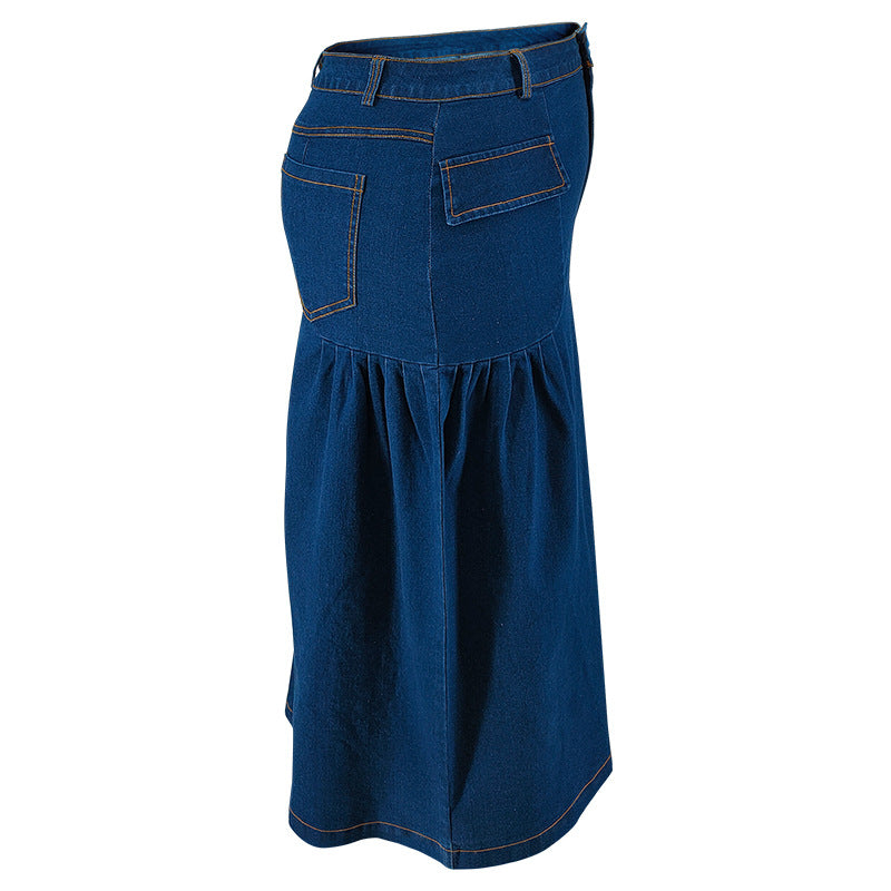 Plus Size Women Denim Maxi Skirt 7