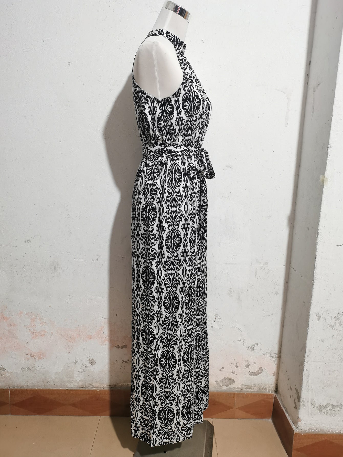 Boho Casual Halter Neck Slim Waist Wide Leg Jumpsuit 11