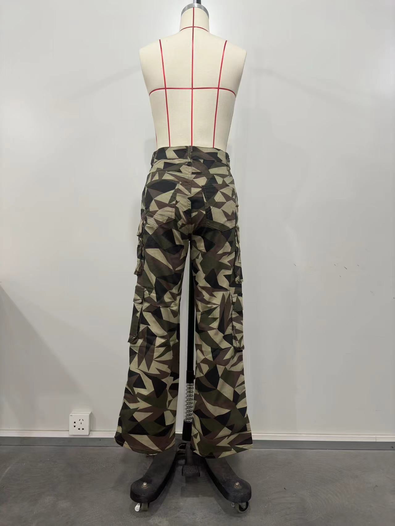 Spring Summer Fashion Women's Camouflage Cargo Pocket Long Pants 8