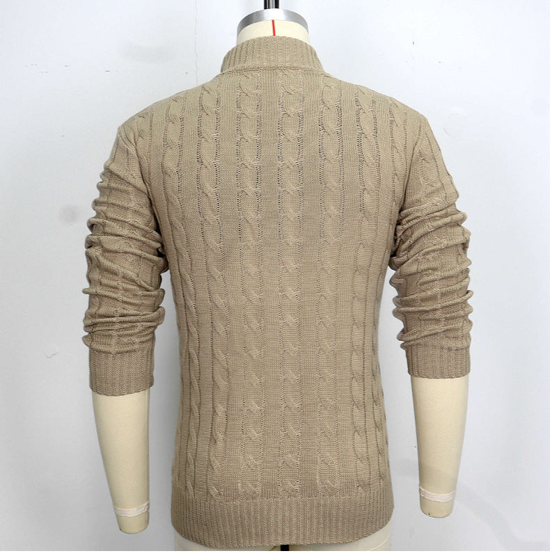 Men's Casual Stand Collar Knitting Solid sweater 8