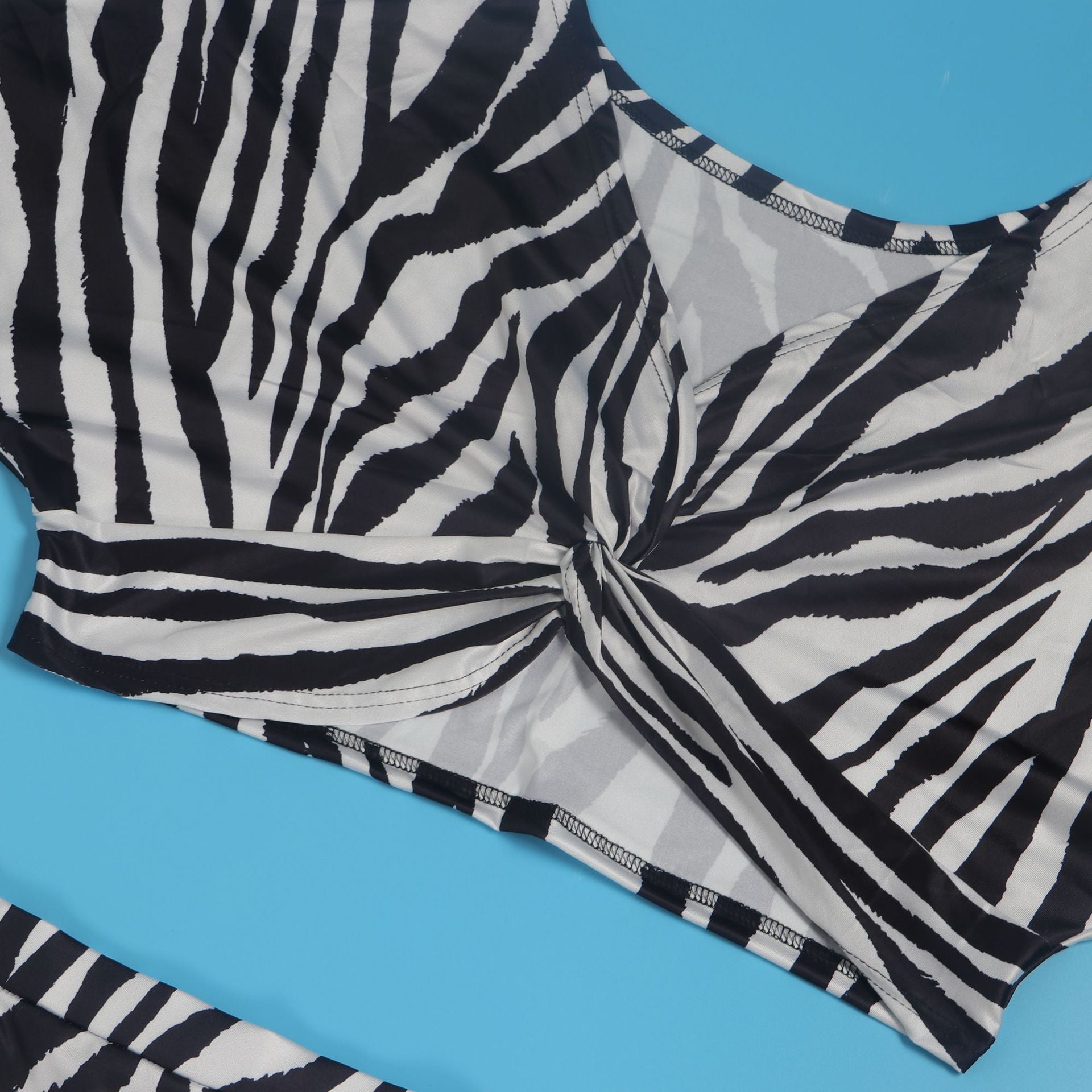 Sexy zebra print bootcut two-piece trouser suit 19