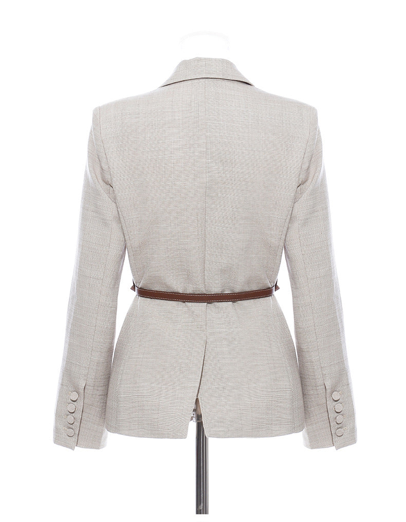 Fashion Leather Belt Patchwork Blazer Jacket 8