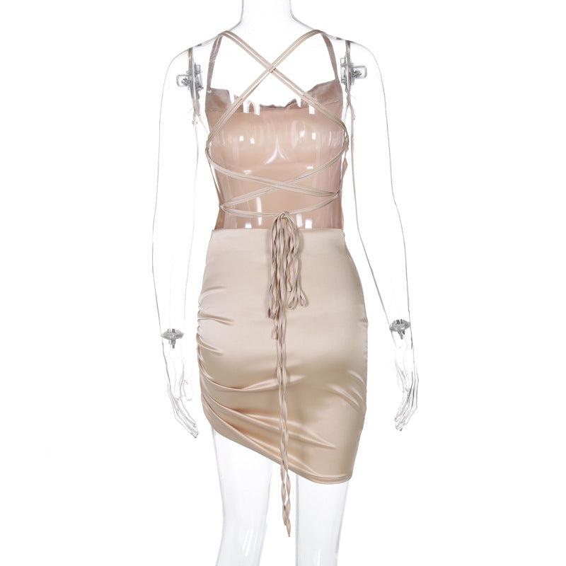 Women summer Career suspender Solid sleeveless sexy Dress 40