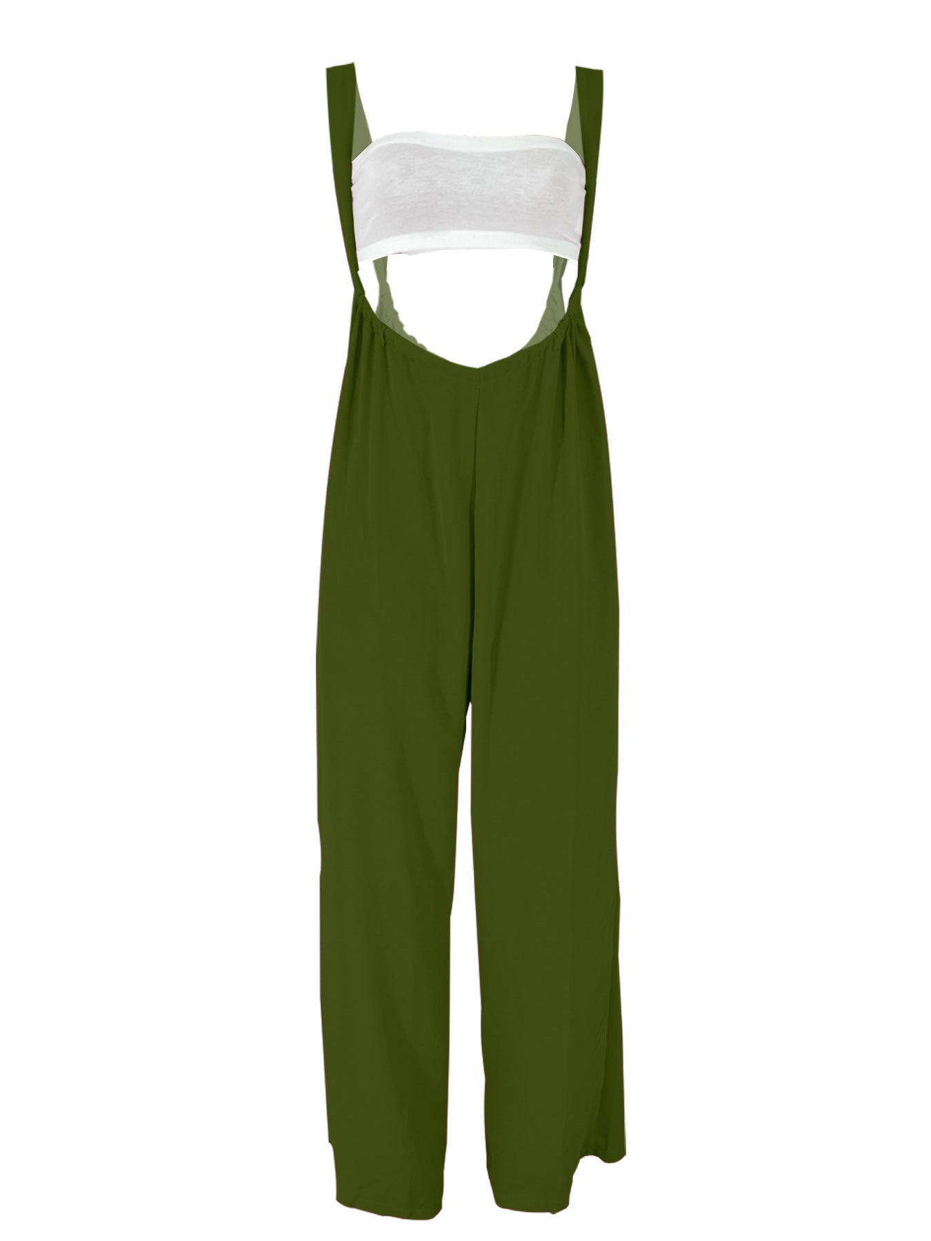 Drawstring Suspenders Wide Leg Trousers Strapless Crop Top Two-Piece Set 46