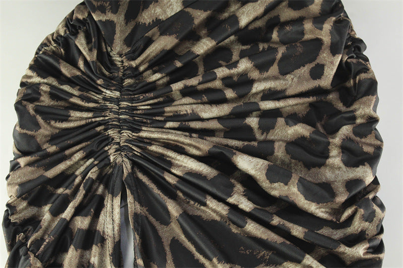 Women's Summer Sexy Leopard Print Slit Strap Maxi Dress 11