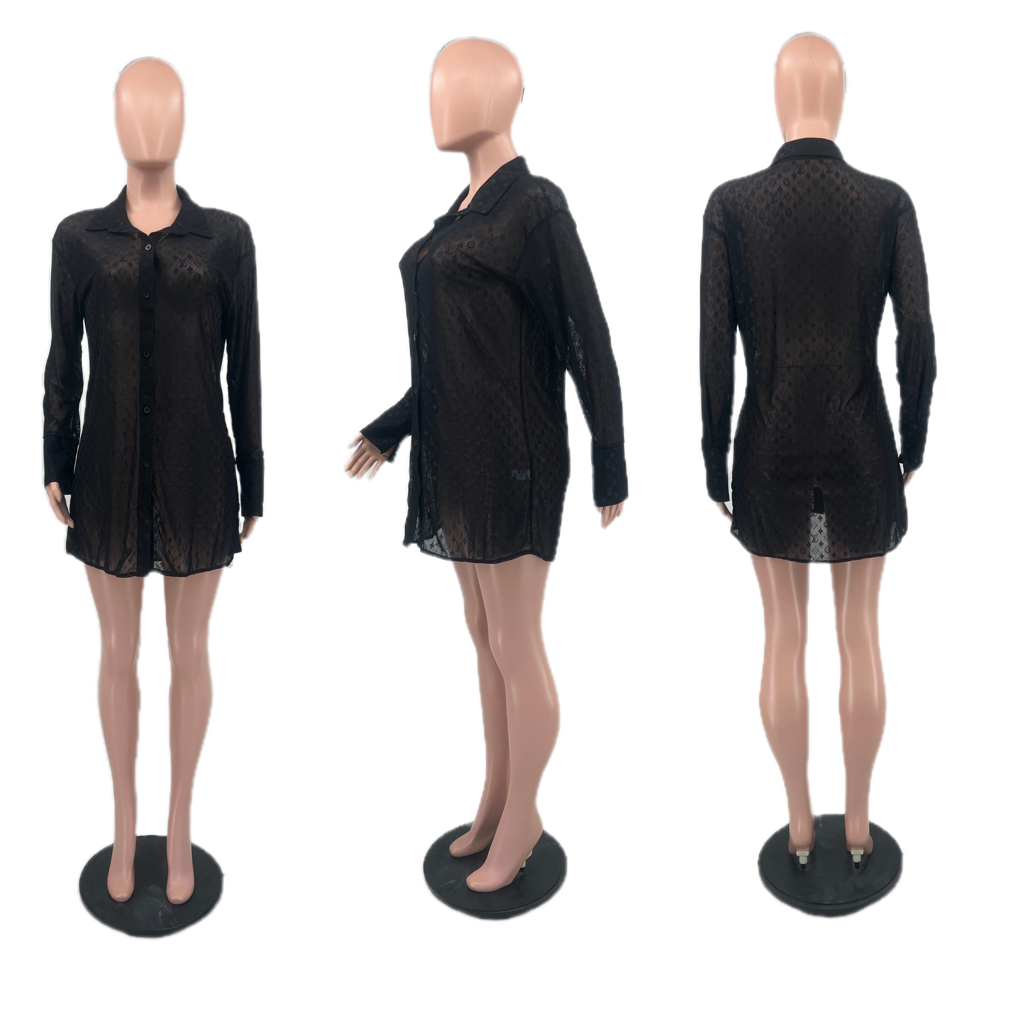 Women's Sexy Mesh See-Through Fabric Women's Shirt 10