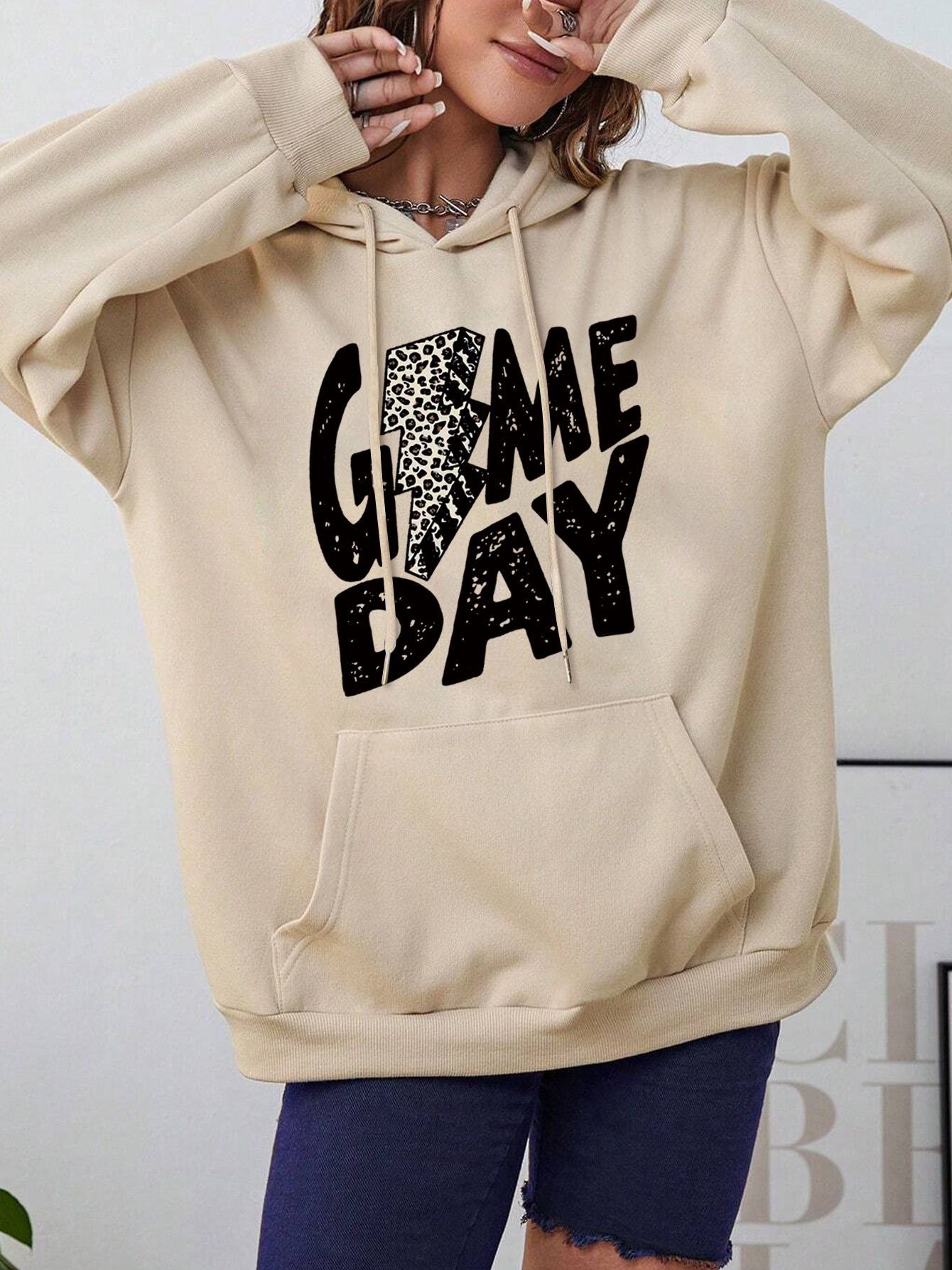 Plain Letter Graphic Oversized Plain Hoodies 3