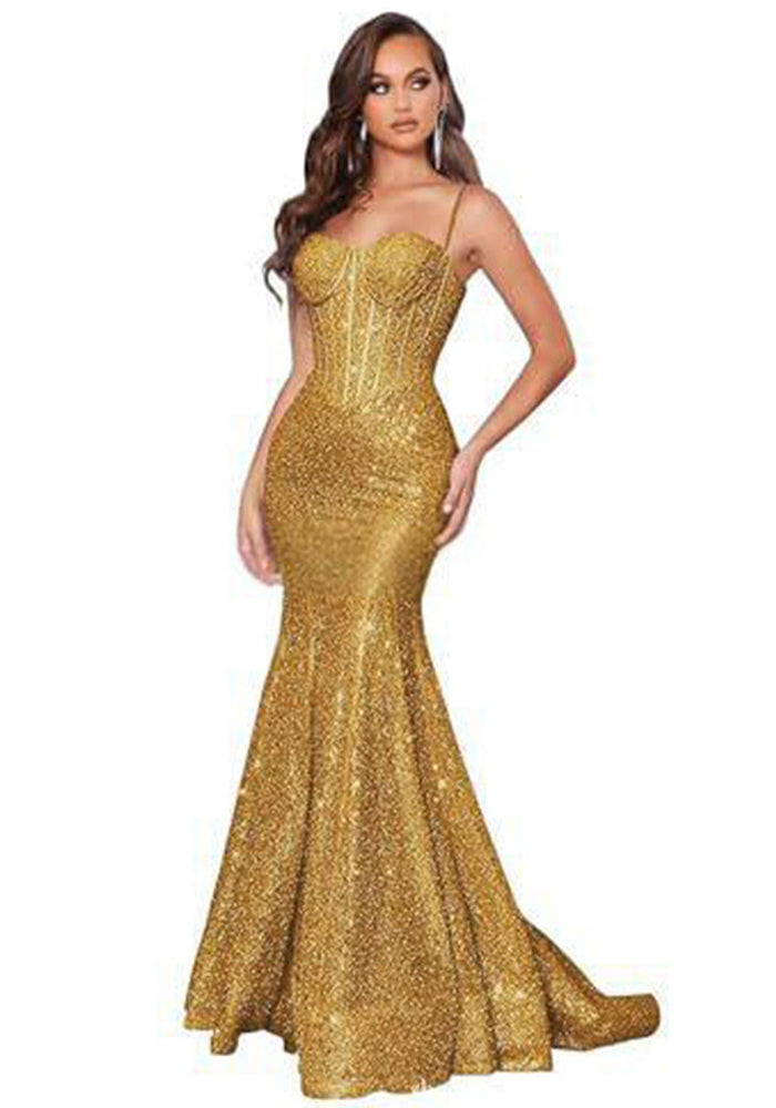 Women Solid Strapless Formal Party Fishtail Evening Dress（Processing time need 3-6 days）