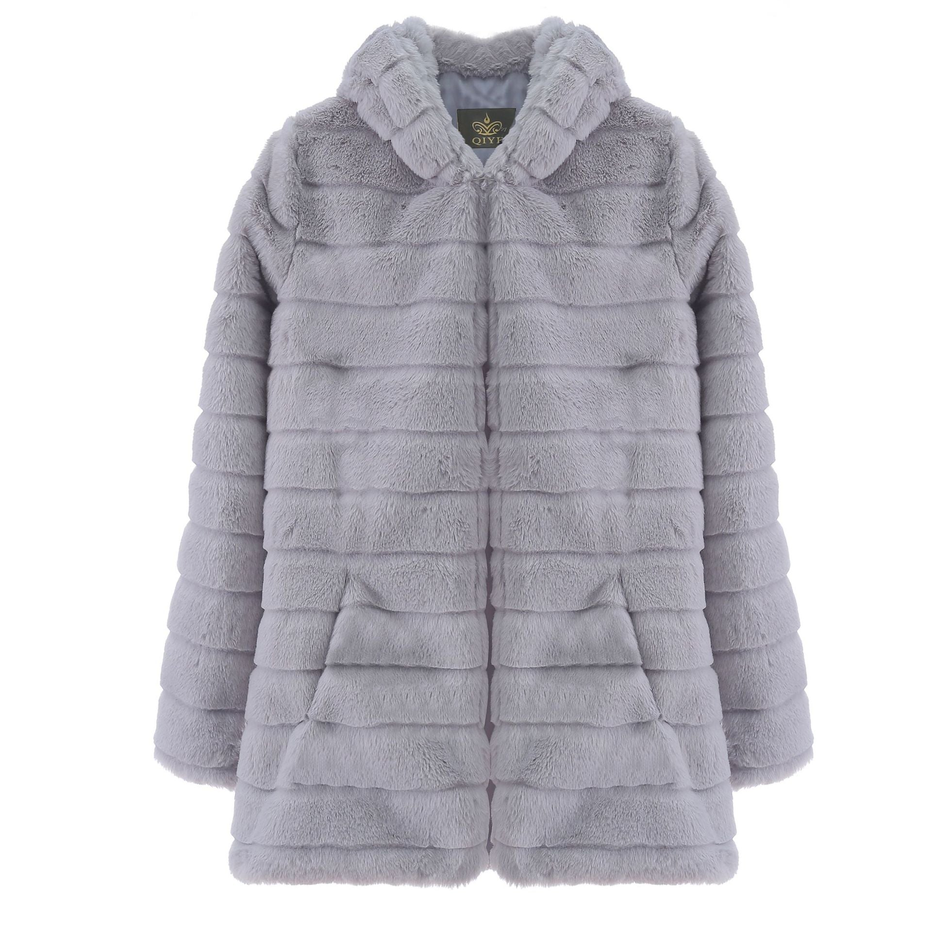 Fur Autumn Winter Faux Fur Long Hooded Fur Coat Women'S Coats 14