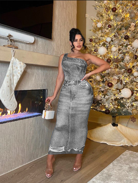 Women Prints Slash Shoulder Bodycon Dress 5