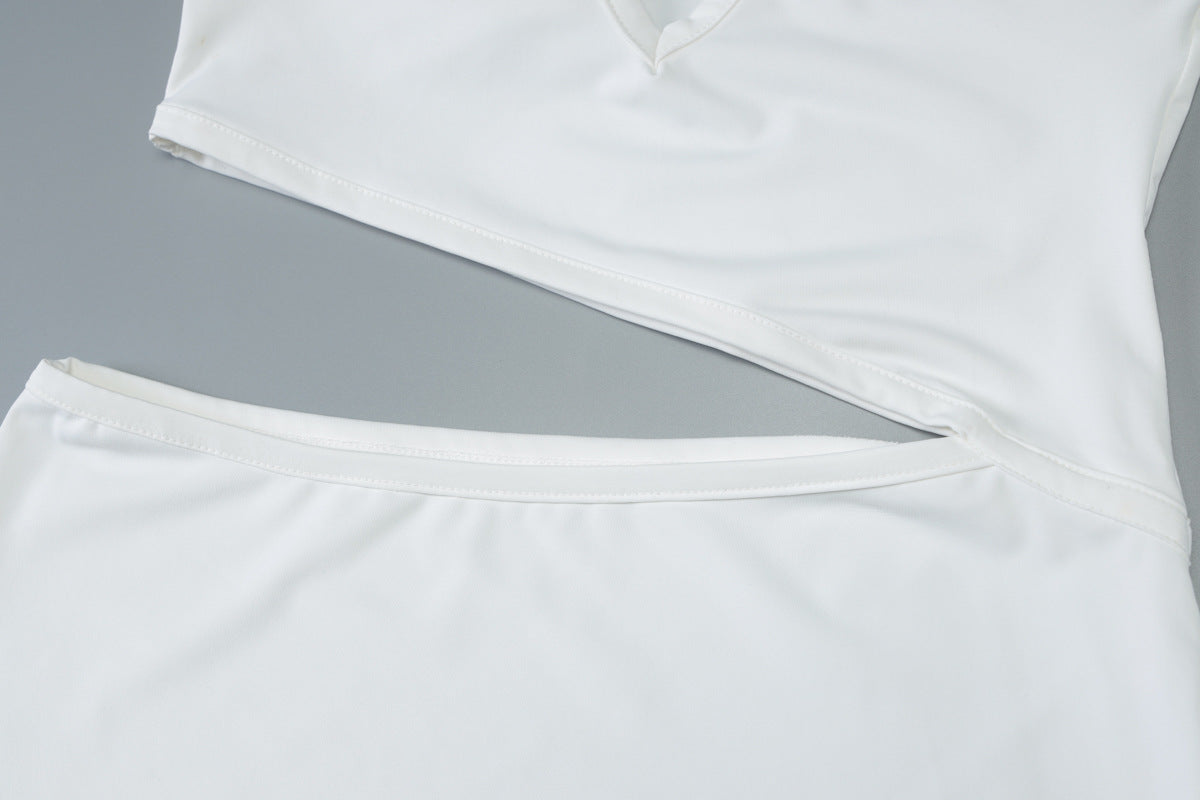 Women sexy Strapless Patchwork steel ring Bodycon Maxi Dress 13