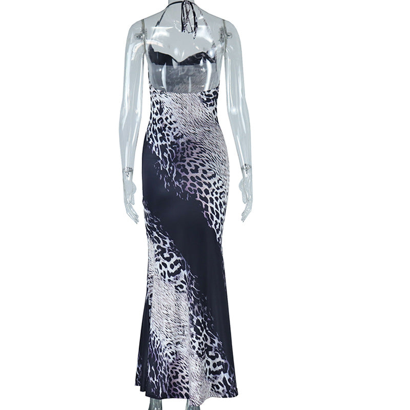 Women Off Shoulder Snake Print Strap Maxi Dress 11