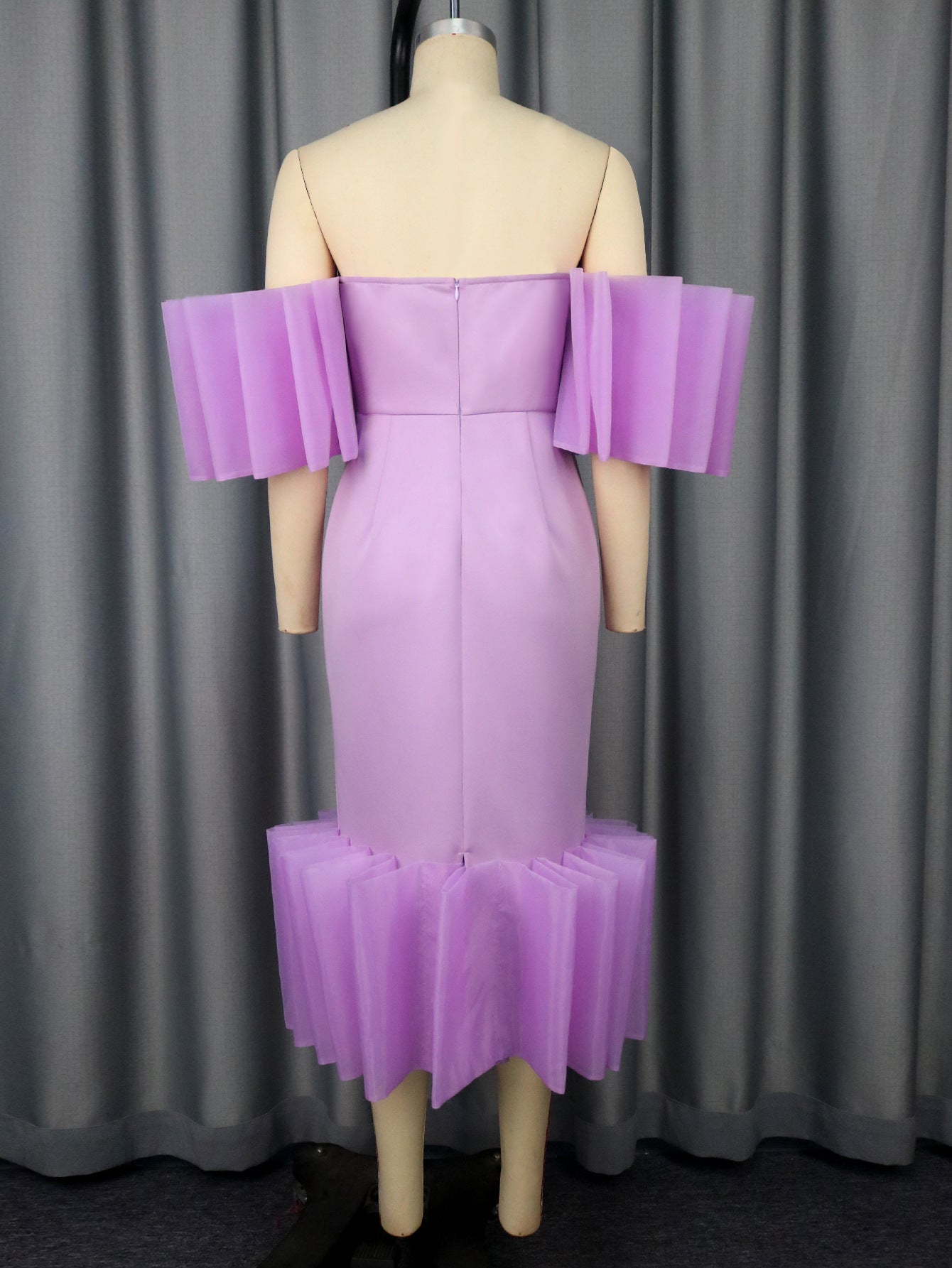 Sexy Off Shoulder Purple Dress Ruffle Party Evening Gown 8