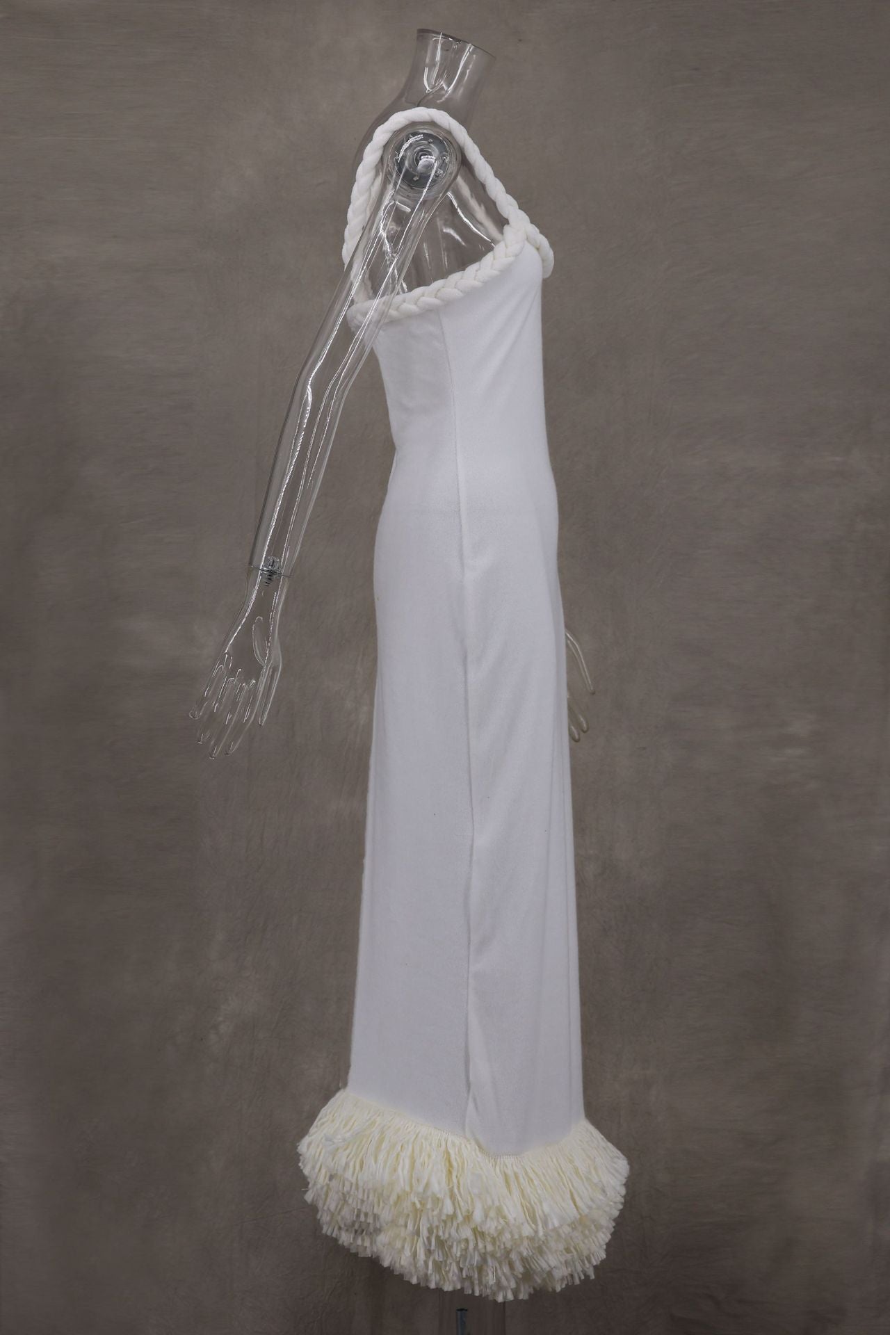 Women Fall and Winter Braided Cord Strap Bodycon Tassel Dress 10