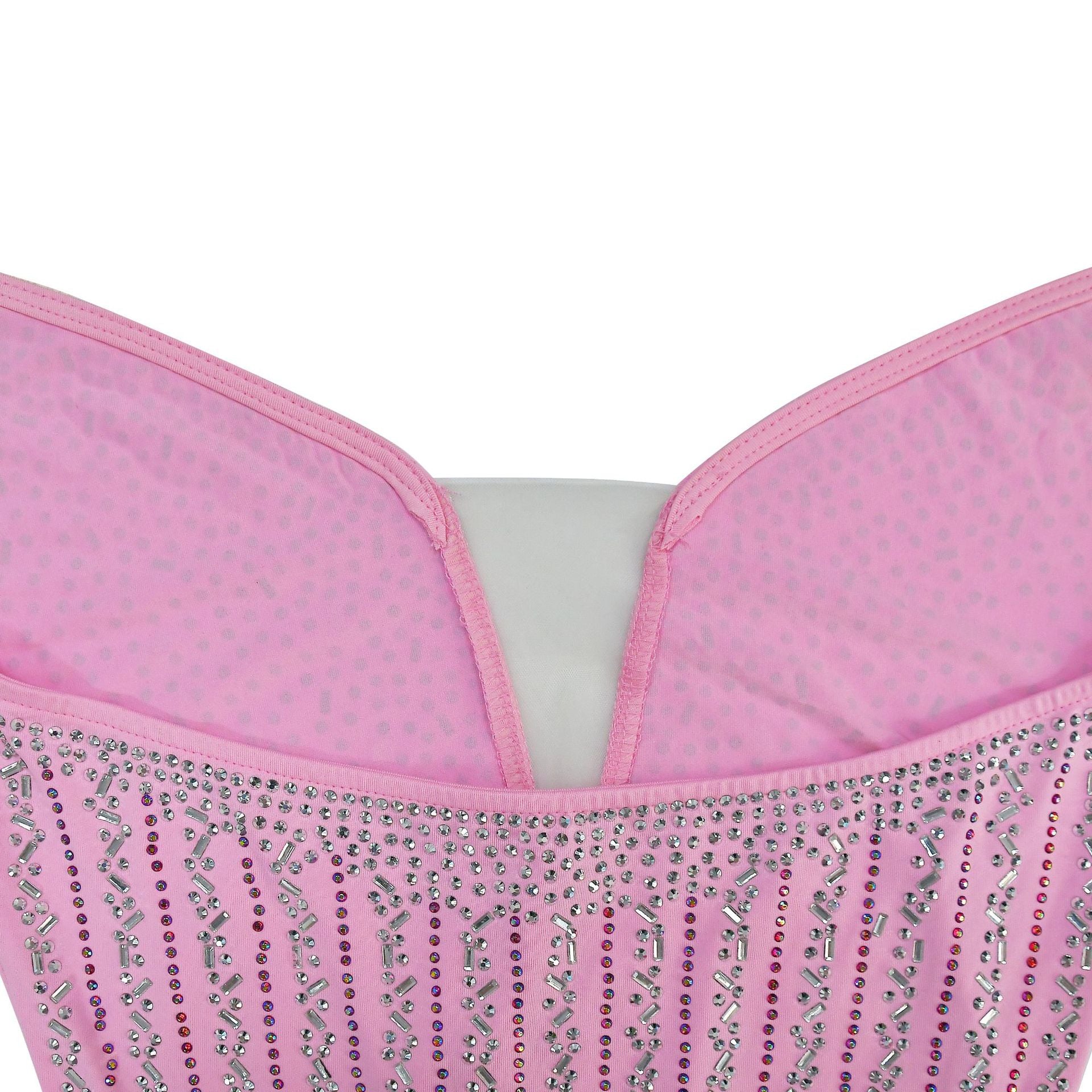 Women's Solid Color Beaded Mesh Feather Lace-Up Dress 24