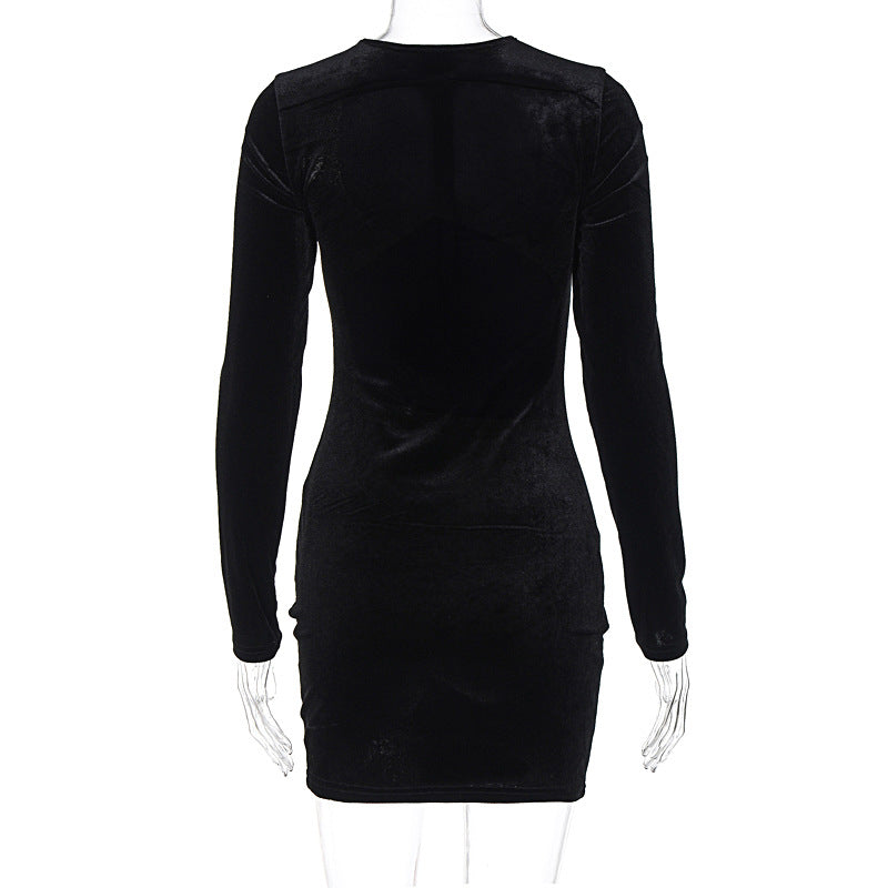 Women's Winter Sexy Hollow See-Through Slim Long Sleeve Bodycon Dress 8