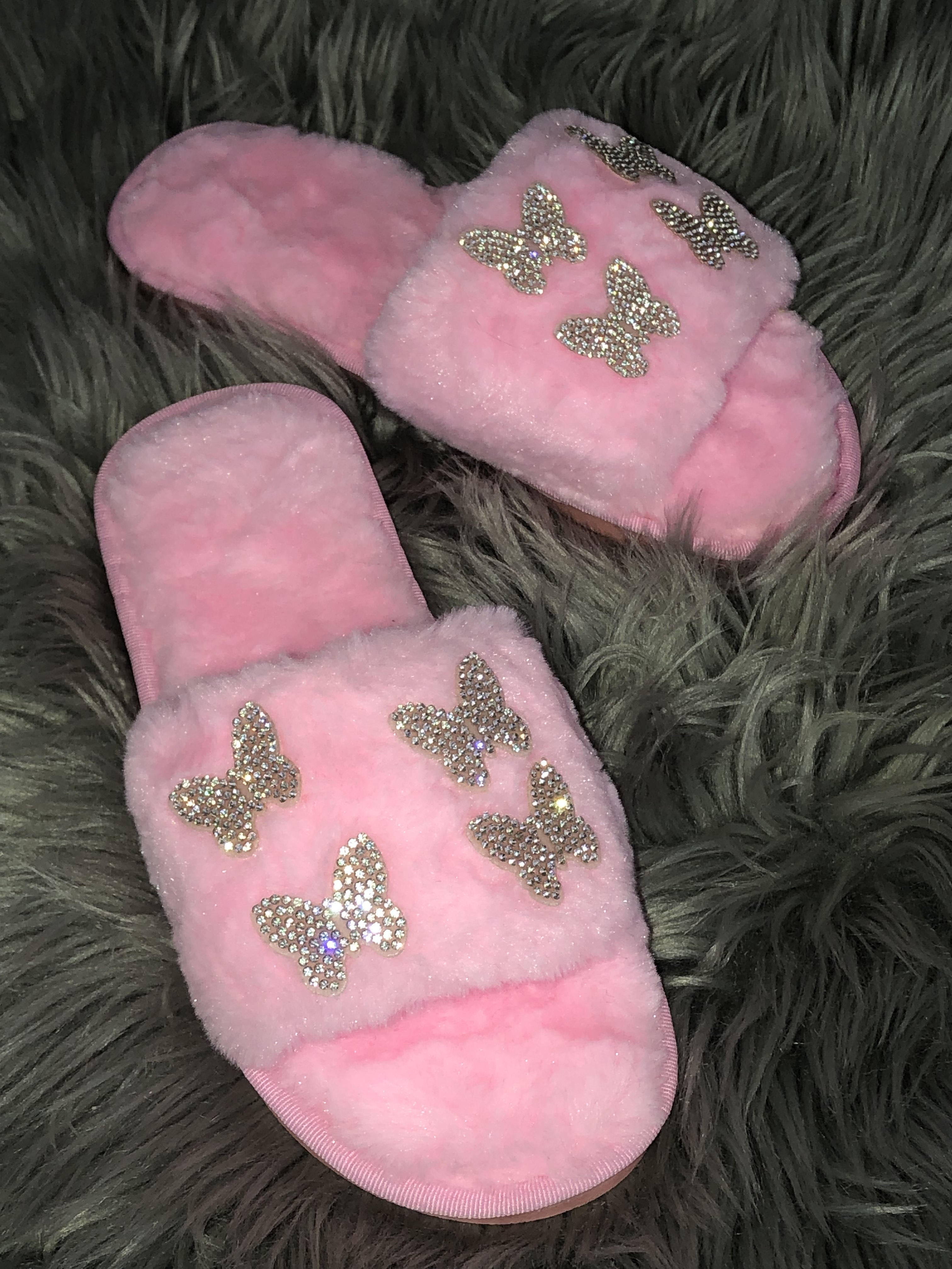 Women flat warm fur slides 17