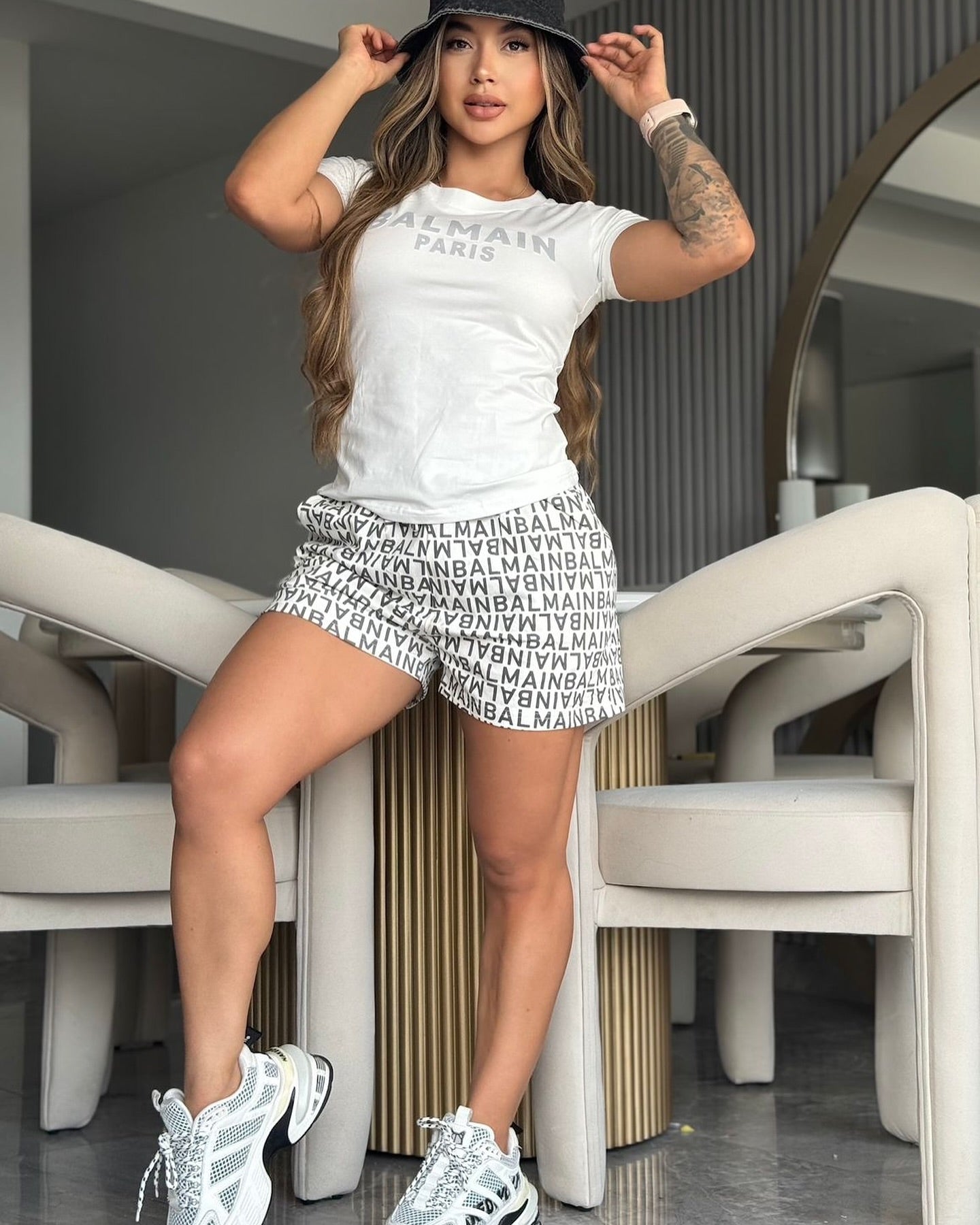 Women summer casual top and printed shorts two-piece set 4